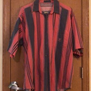 Permit brand short sleeve, Large, red and blue stripes